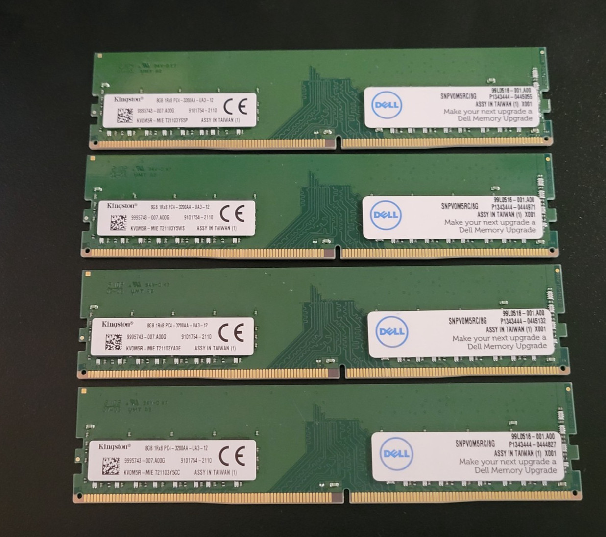 Kingston 32GB 4x8GB DDR4 3200MHz PC4-25600 1Rx8 Desktop UDIMM RAM KV0M5R-MIE