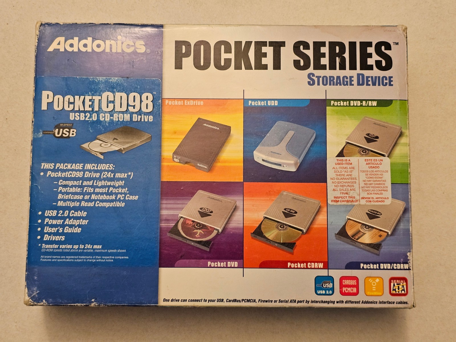 Vintage Addonics PocketCD98 External CD-ROM Drive USB 2.0 - Complete CIB Vintage Addonics PocketCD98 External CD-ROM Drive USB 2.0 - Complete CIB