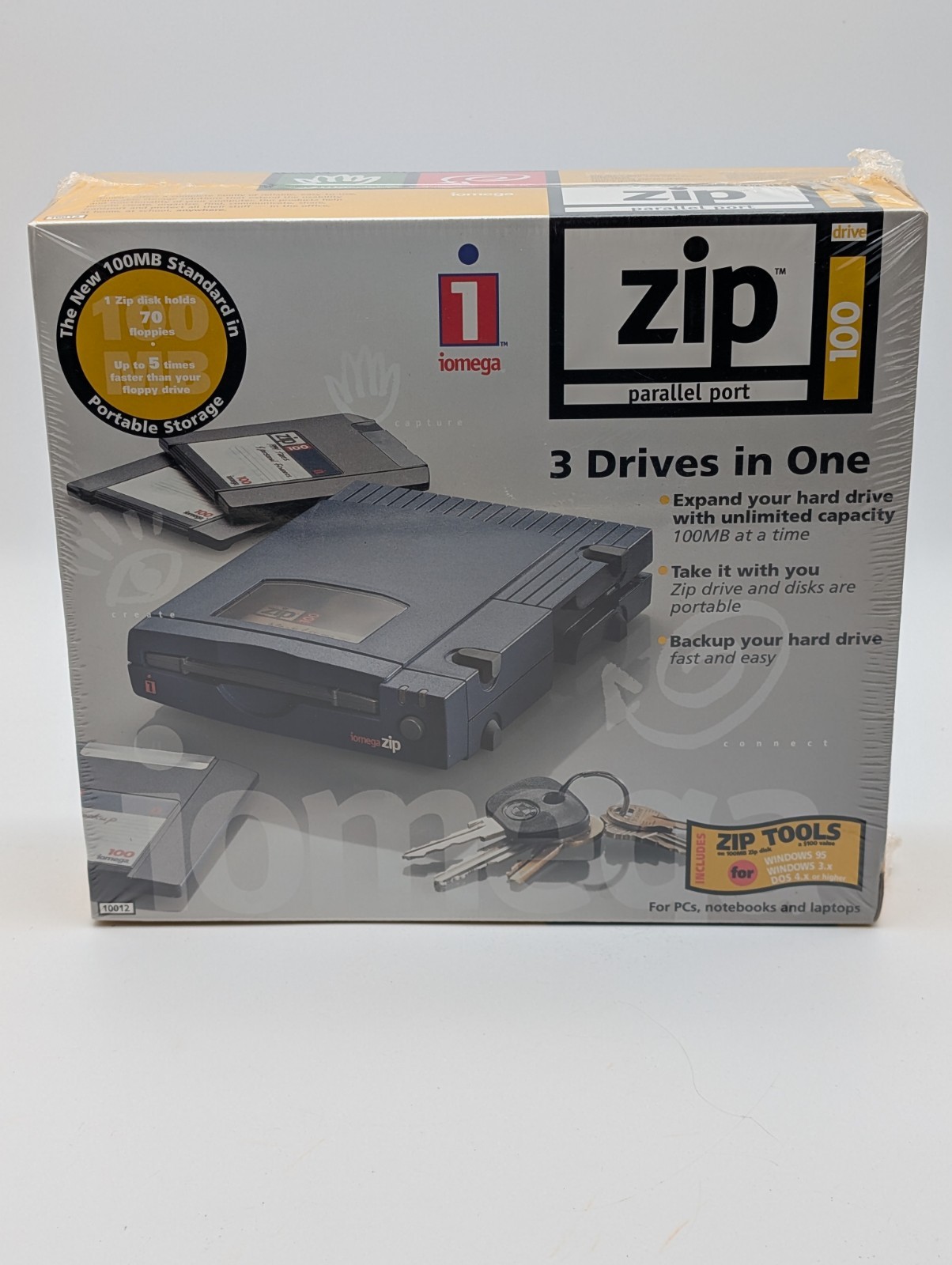 NOS Vintage iomega Zip 100 PC Parallel Port External Storage Drive 100MB #100P2