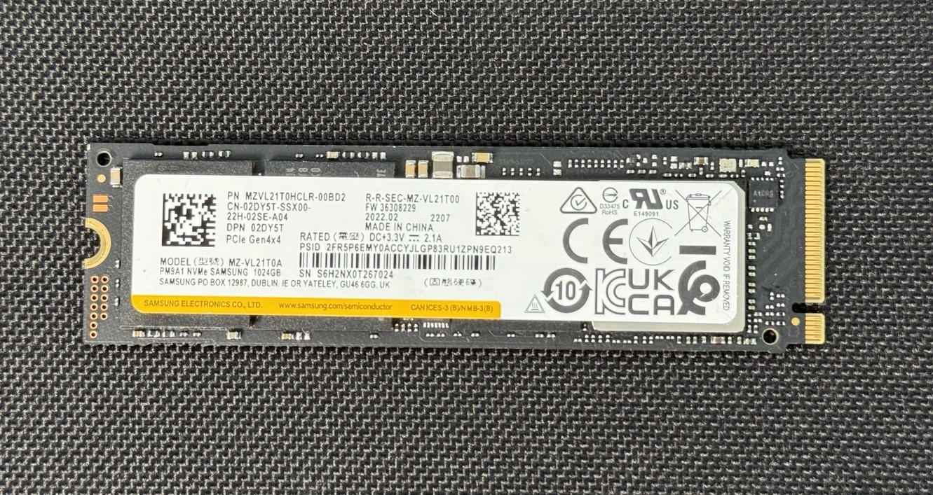 Samsung PM9A1 1TB NVMe M.2 SSD PCIe Gen4 x4 MZ-VL21T0A 2280 OEM Tested Samsung PM9A1 1TB NVMe M.2 SSD PCIe Gen4 x4 MZ-VL21T0A 2280 OEM Tested