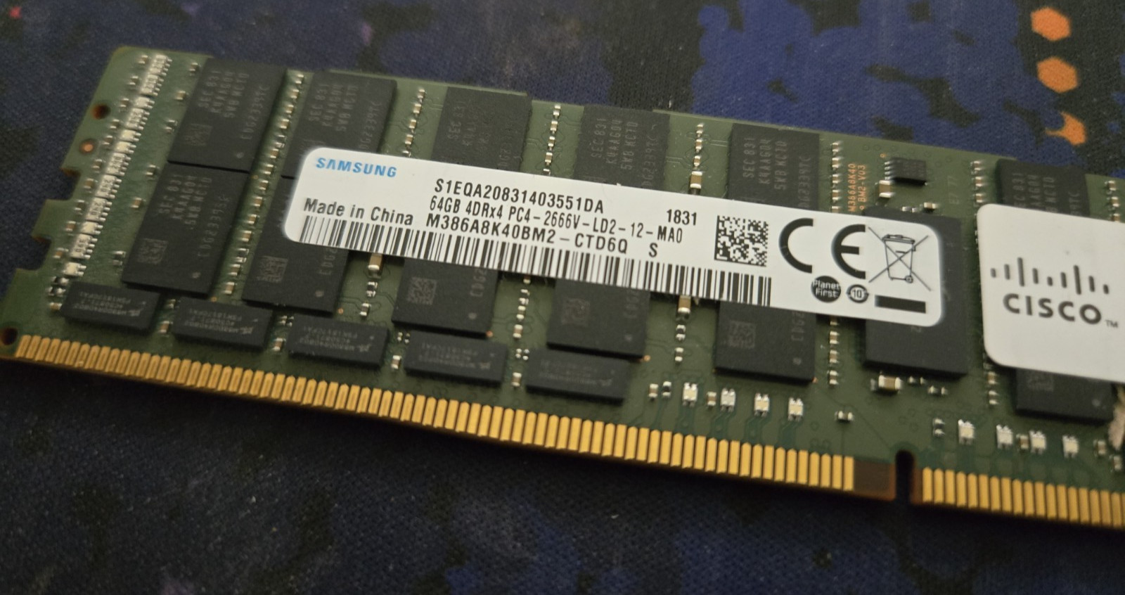 Samsung M386A8K40BM2-CTD6Q 64GB PC4-21300 2666MHz DDR4 RAM (UCS-ML-X64GRS-H) Samsung M386A8K40BM2-CTD6Q 64GB PC4-21300 2666MHz DDR4 RAM (UCS-ML-X64GRS-H)