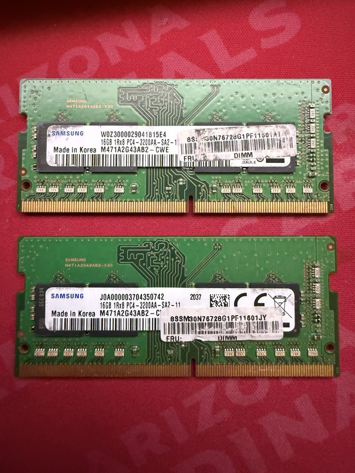Samsung 32GB DDR4-3200 SO-DIMM 1Rx8 PC4-3200AA Laptop RAM M471A2G43AB2-CWE