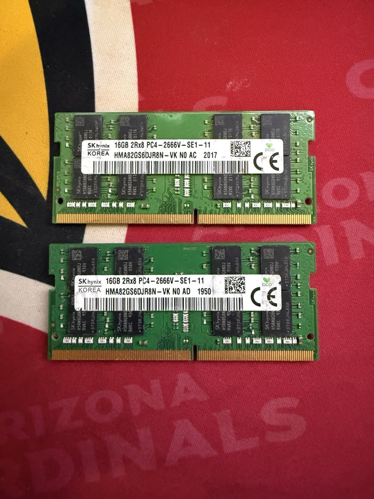 SK Hynix 32GB Kit 2x 16GB 2Rx8 PC4-2666V SODIMM Laptop RAM HMA82GS6DJR8N-VK 