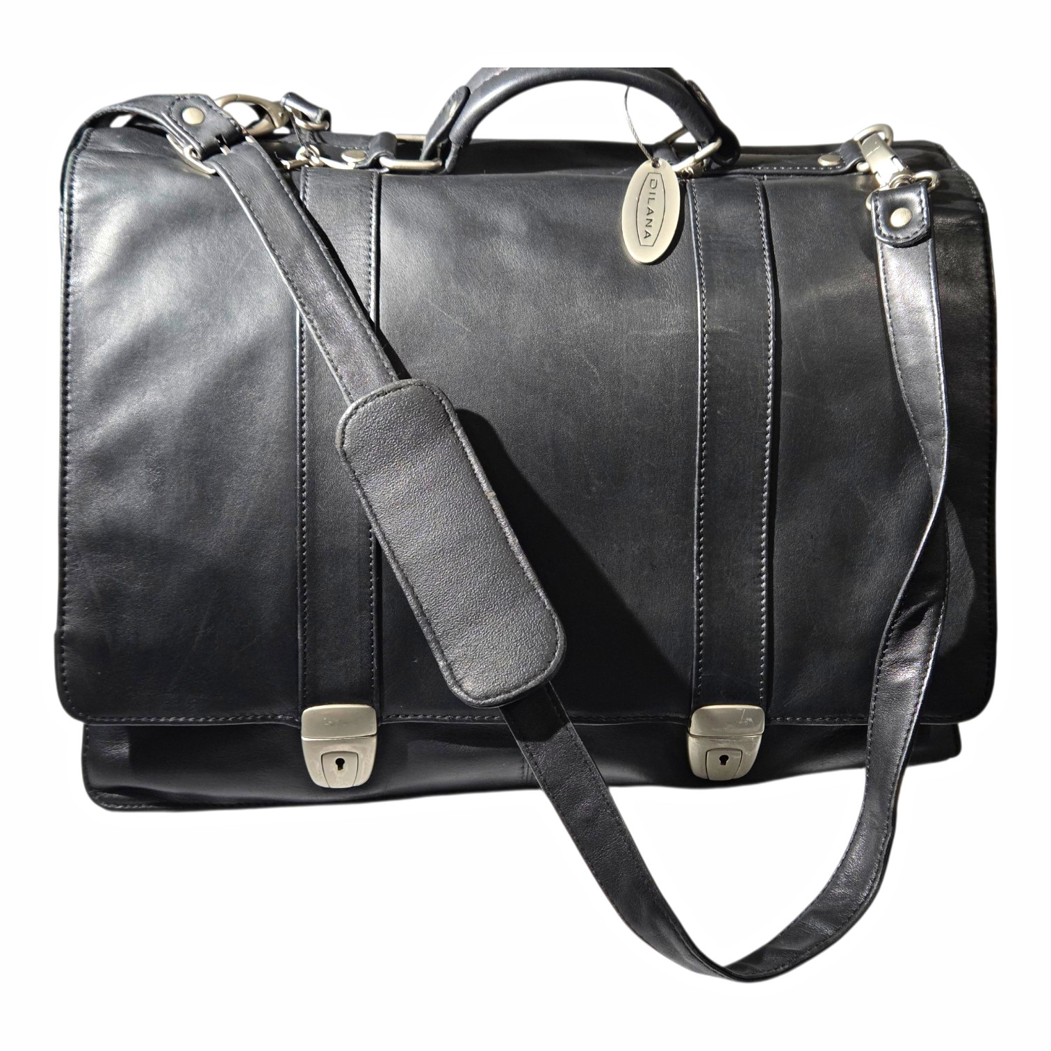 Vintage Dilana Black Leather Briefcase / Messenger Bag – Made in Colombia Vintage Dilana Black Leather Briefcase / Messenger Bag – Made in Colombia