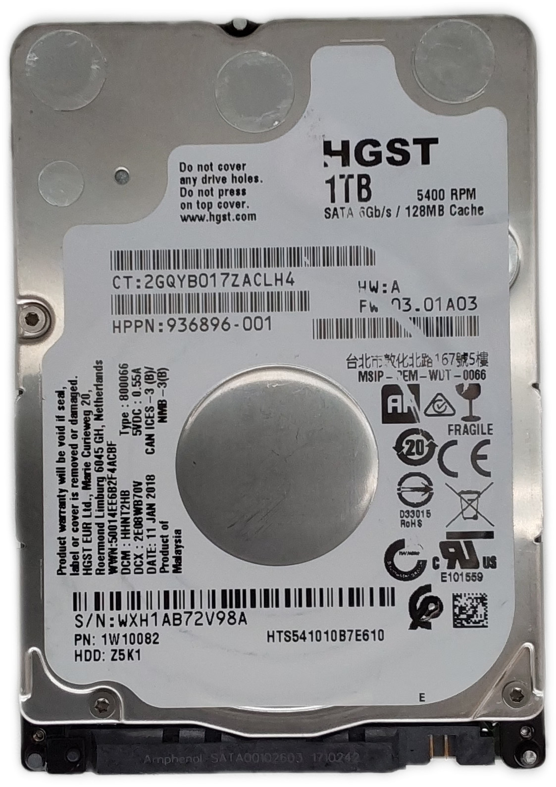 Hitachi / HGST Travelstar HTS541010B7E610 1TB 2.5 Hitachi / HGST Travelstar HTS541010B7E610 1TB 2.5