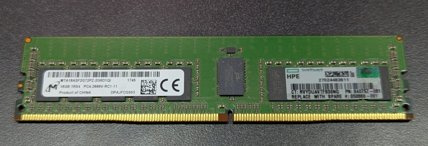 Micron 16GB (1x16GB) 1Rx4 PC4-2666V DDR4 Desktop Ram Memory Micron 16GB (1x16GB) 1Rx4 PC4-2666V DDR4 Desktop Ram Memory