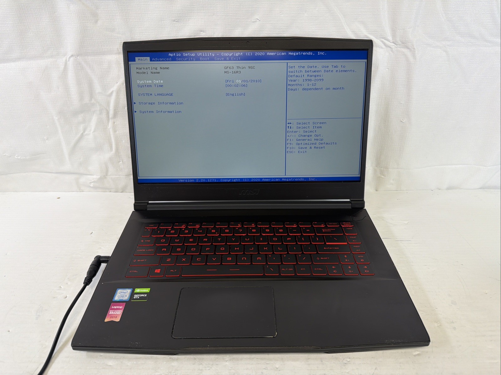 MSI GF63 Thin 9SC 15\