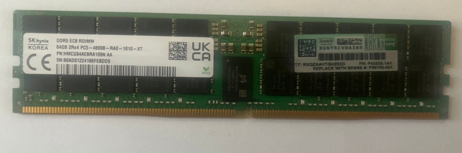 Defective 64GB HYNIX HMCG94AEBRA109N AA EC8 2Rx4 PC5-4800B RDIMM Defective 64GB HYNIX HMCG94AEBRA109N AA EC8 2Rx4 PC5-4800B RDIMM