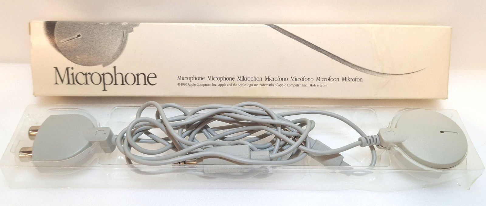 Apple Mac Microphone Vintage 1990 Model 590-0617-A AUX Original Box Gray Japan Apple Mac Microphone Vintage 1990 Model 590-0617-A AUX Original Box Gray Japan