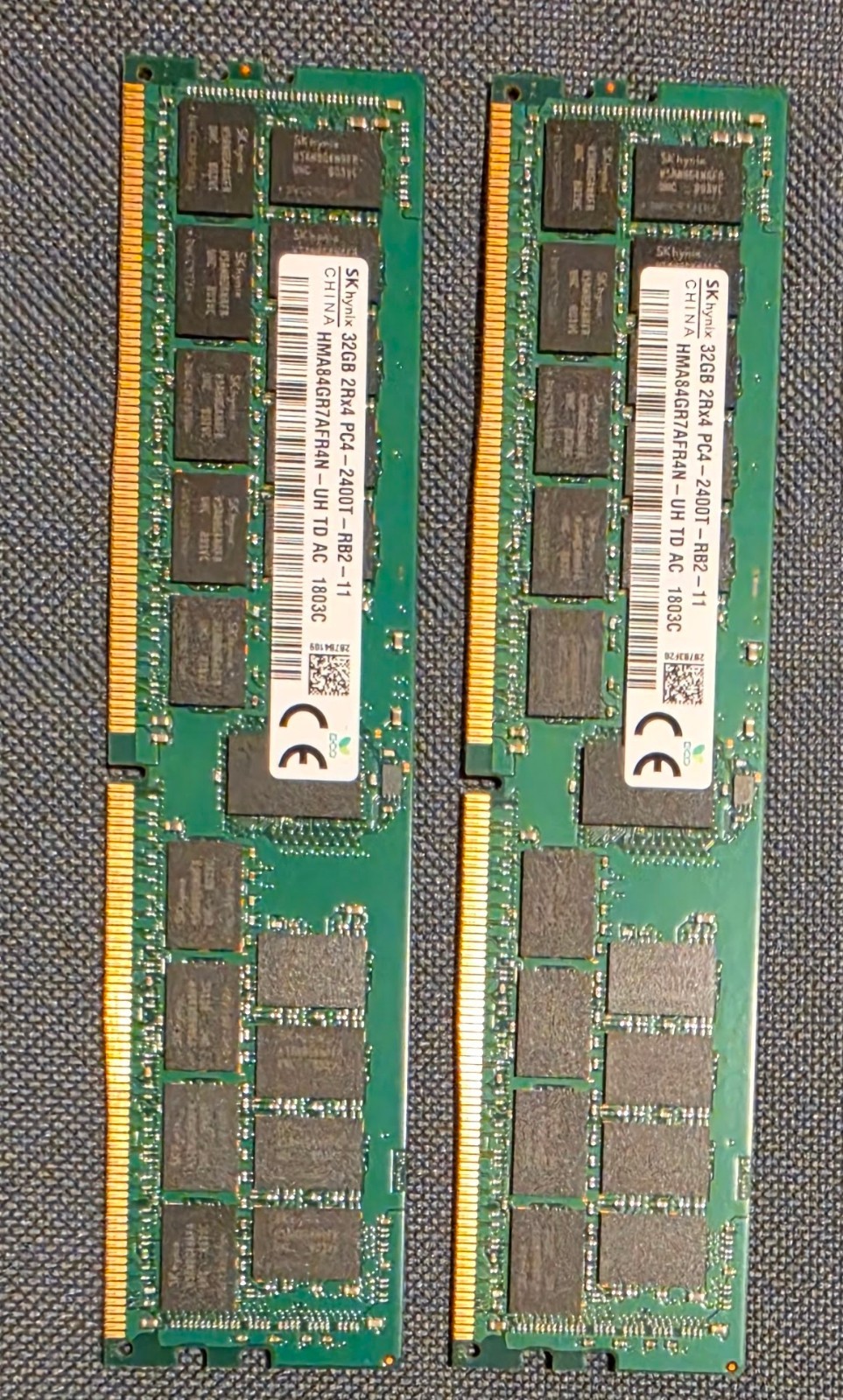 64GB (2x32GB) SK Hynix DDR4-2400 ECC RDIMM 2Rx4 Server RAM HMA84GR7AFR4N-UH 64GB (2x32GB) SK Hynix DDR4-2400 ECC RDIMM 2Rx4 Server RAM HMA84GR7AFR4N-UH