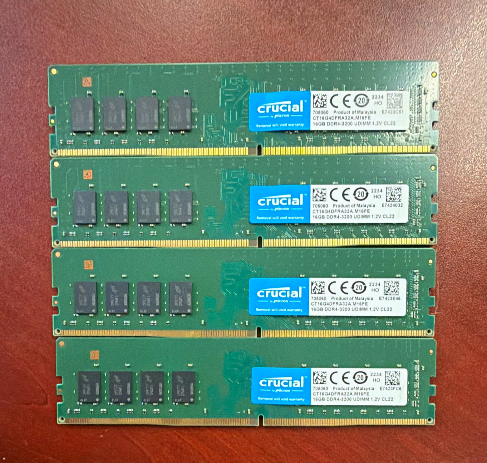 Crucial 64GB (4x16GB) DDR4-3200 UDIMM Unbuffered RAM CT16G4DFRA32A