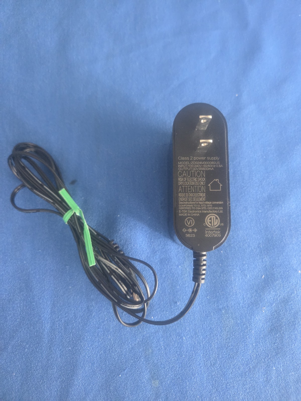 ZD024M300080US 30V 800mA Cordless Handheld Vacuum Cleaner AC Power Adapter Cord 