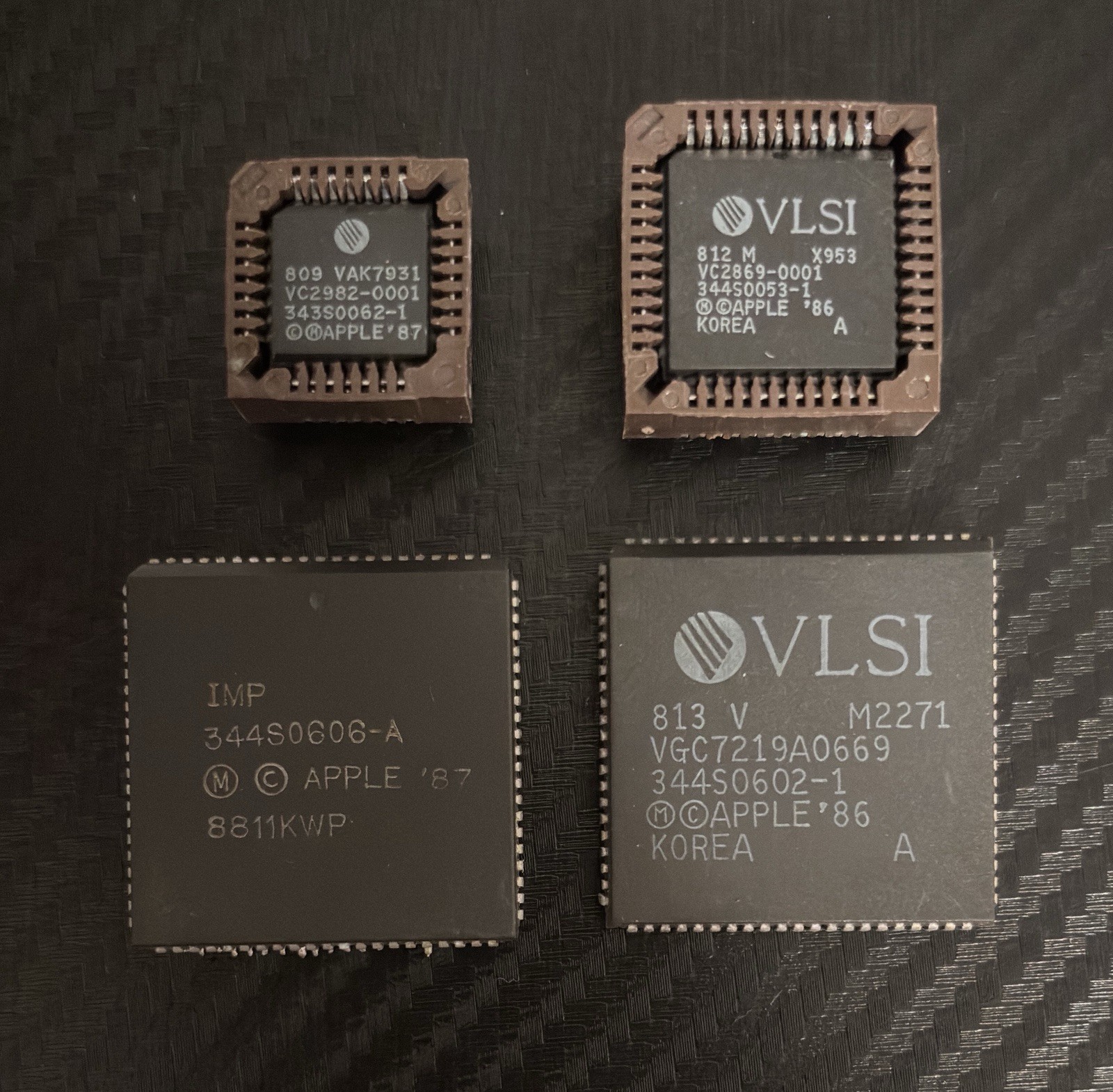 4 Vintage 86/87 APPLE MACINTOSH Computer Chips VLSI IC, Sound Chip, NuChip, SWIM