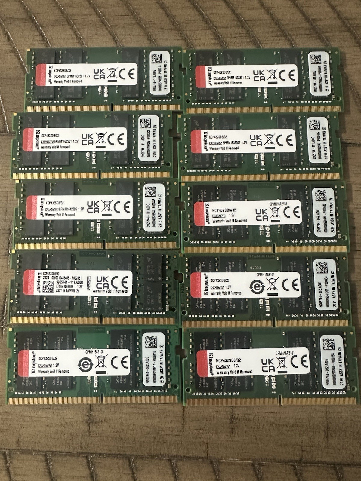 Kingston 256GB (8x32GB) DDR4-3200 PC4-25600 260-Pin SO-DIMM Non-ECC lot of 10