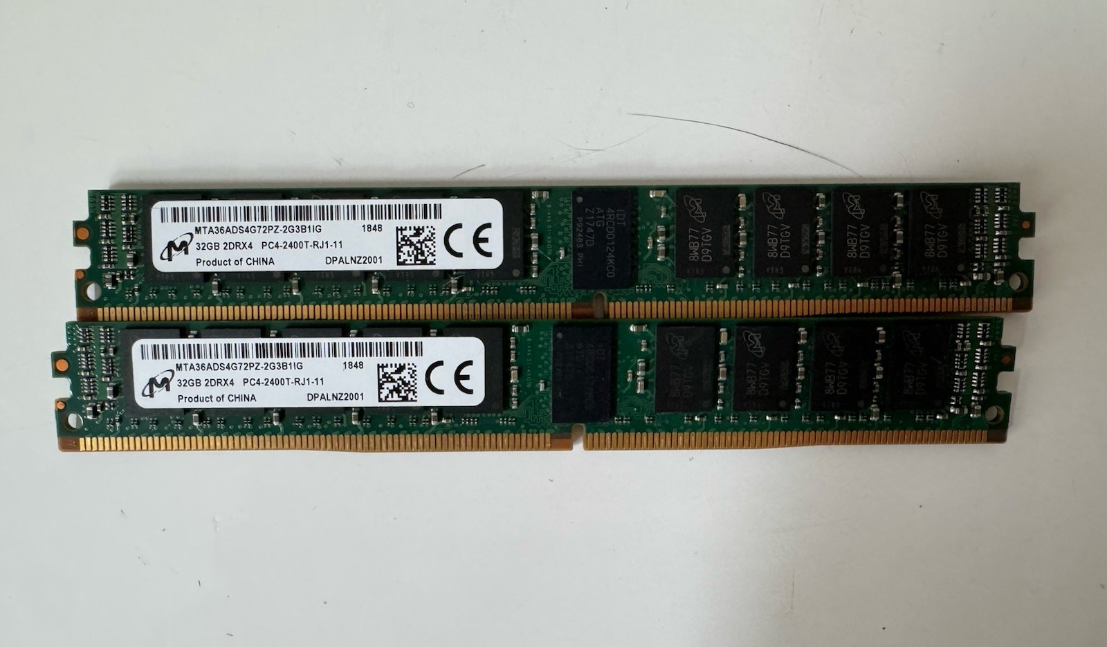Micron 32GB DDR4 RAM PC4-2400T ECC RDIMM MTA36ADS4G72PZ-2G3 (lot Of 2 READ)