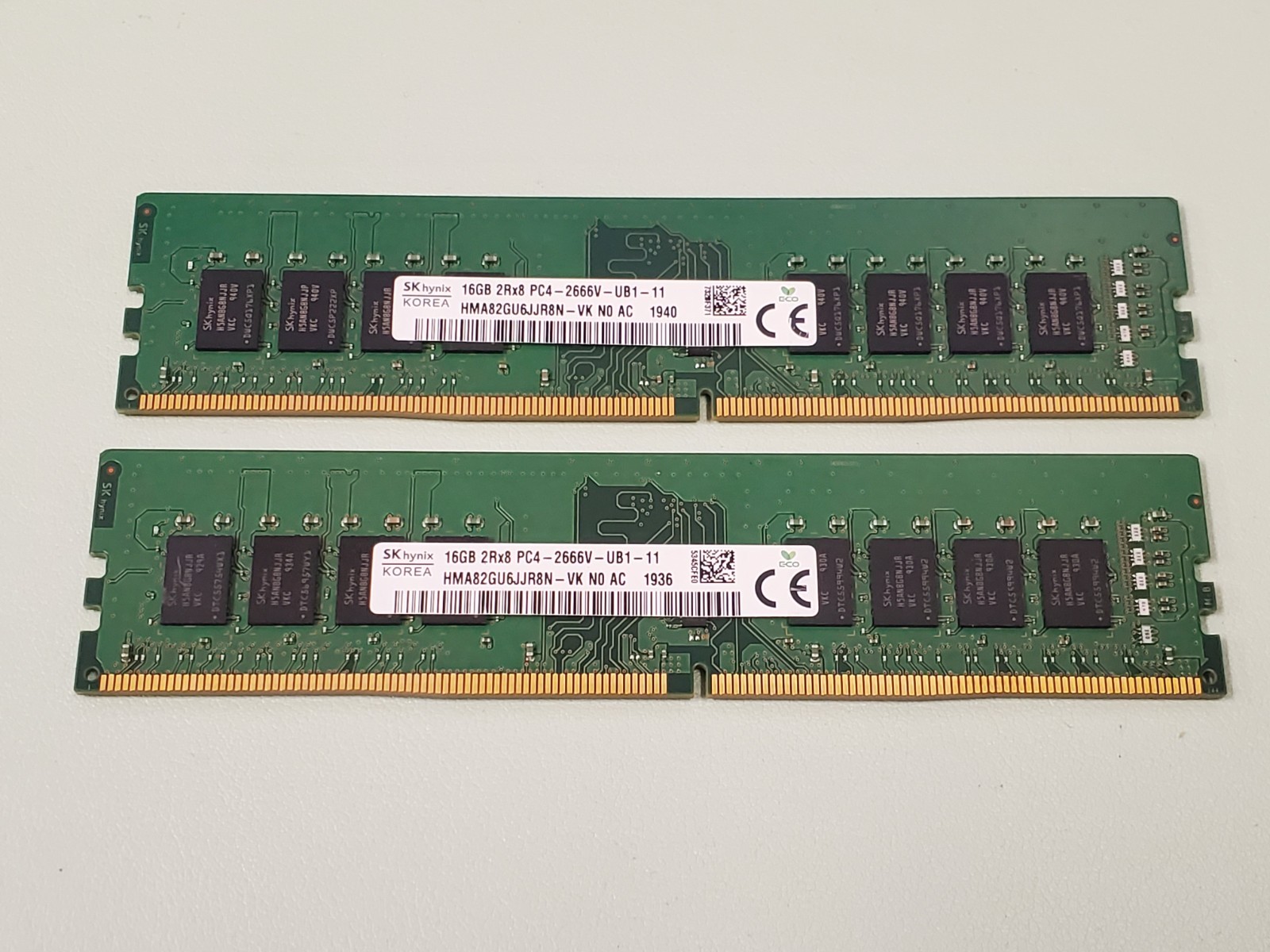 SK Hynix 32GB (16GBX2) 2Rx8 PC4-2666V DIMM DDR4 HMA82GU6JJR8N-VK DESKTOP MEMORY SK Hynix 32GB (16GBX2) 2Rx8 PC4-2666V DIMM DDR4 HMA82GU6JJR8N-VK DESKTOP MEMORY