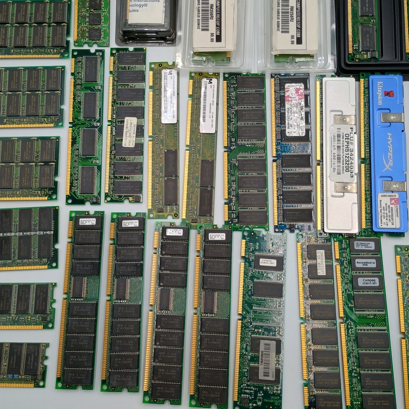 Vintage RAM Memory Lot EDO ECC PC100 PC133 DDR DDR2 DDR3 Rambus Micron Kingston