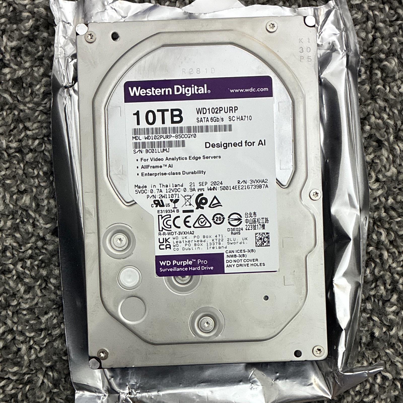 WD Purple Pro 10TB Surveillance Internal Hard Drive 3.5\