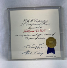 Vintage 1971 IBM 25 Years Service Certificate Framed picture