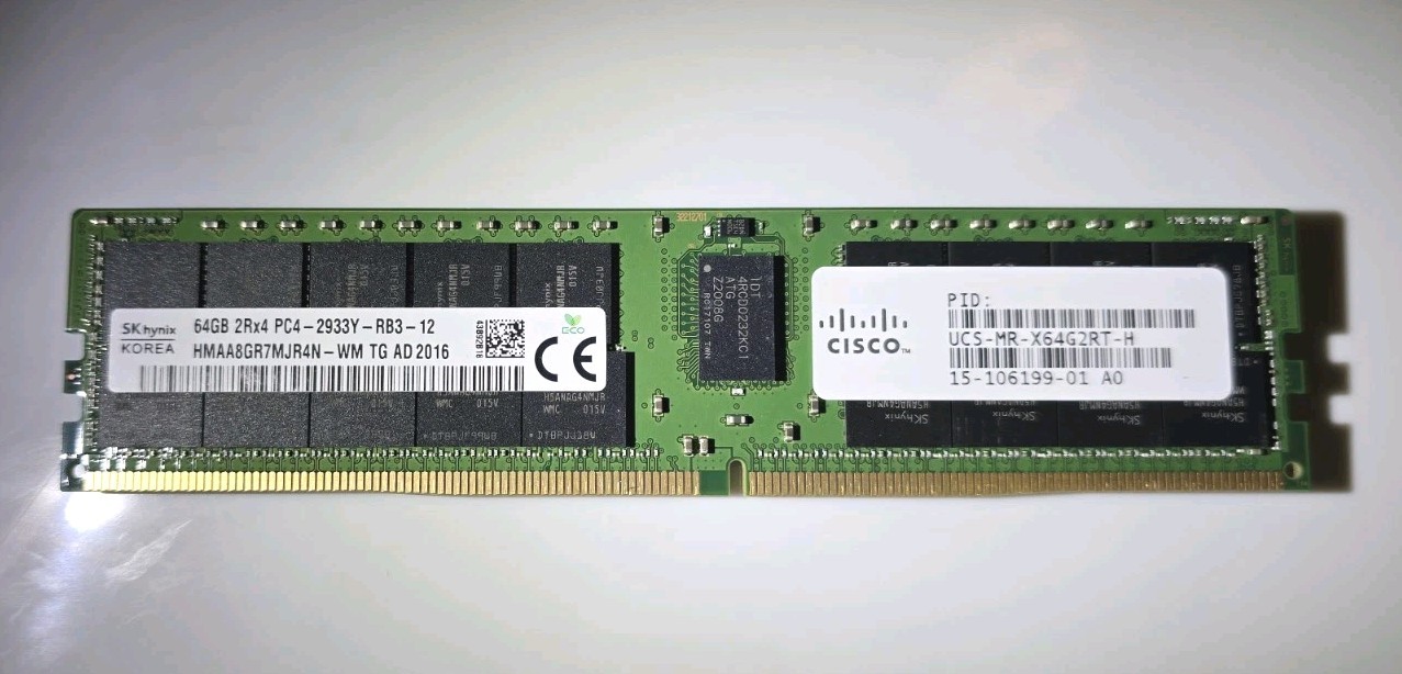 Cisco SK HYNIX UCS-MR-X64G2RT-H 64GB PC4-23400 (DDR4-2933) RDIMM Memory RAM Cisco SK HYNIX UCS-MR-X64G2RT-H 64GB PC4-23400 (DDR4-2933) RDIMM Memory RAM