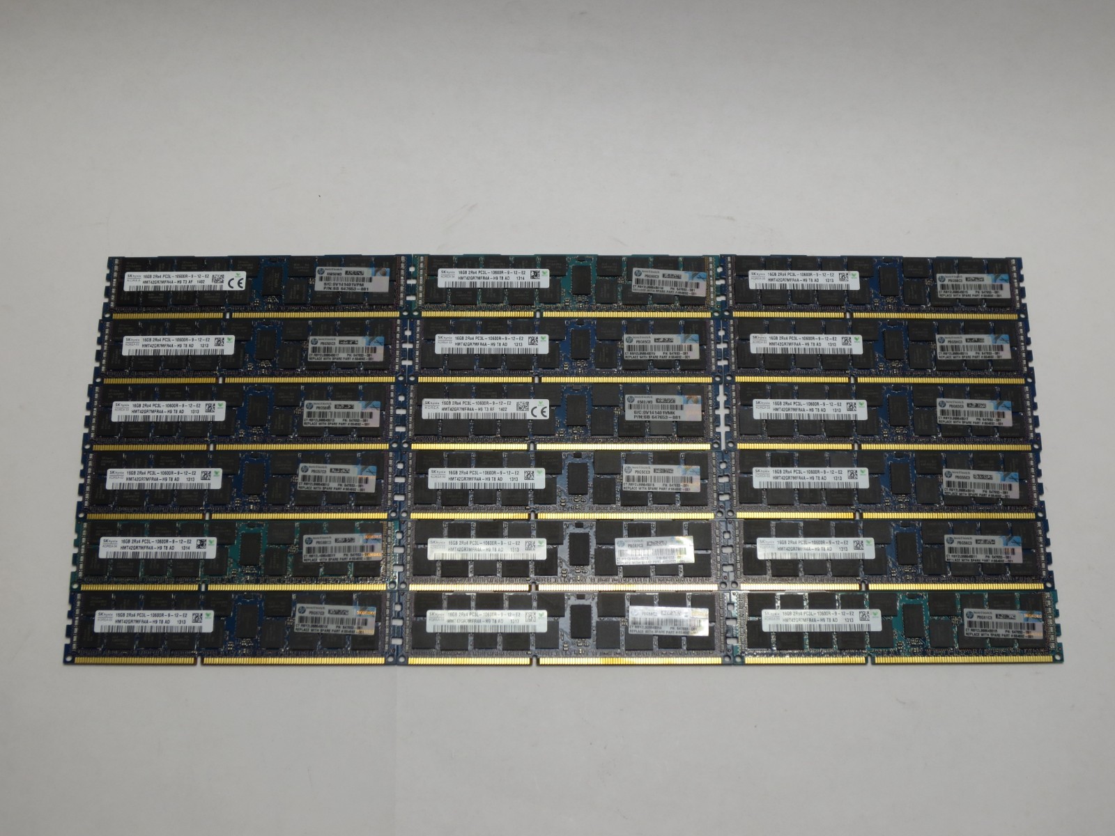 Lot of 18 SK Hynix 16GB 2Rx4 PC3L-10600R DDR3 Server Memory RAM HMT42GR7MFR4A-H9