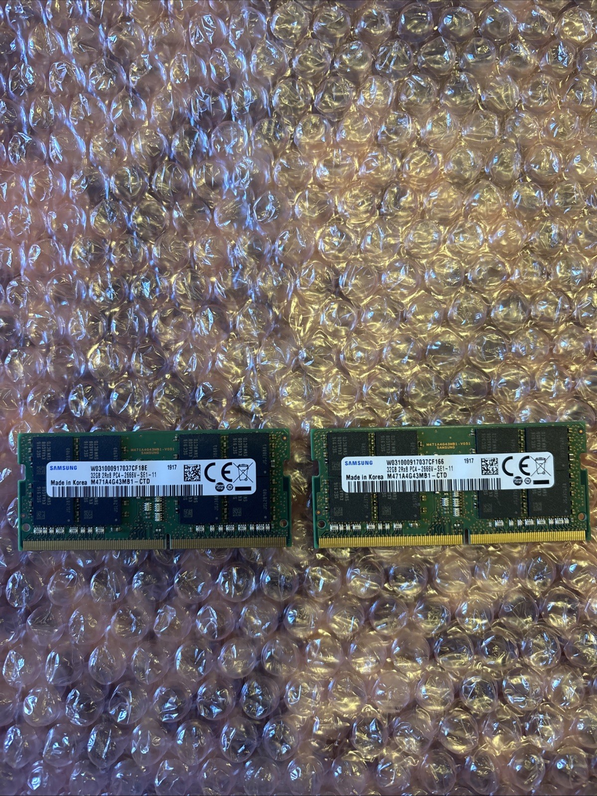 Samsung 64GB (2x32GB) DDR4-2666 PC4-2666V SODIMM Laptop RAM M471A4G43MB1-CTD Samsung 64GB (2x32GB) DDR4-2666 PC4-2666V SODIMM Laptop RAM M471A4G43MB1-CTD