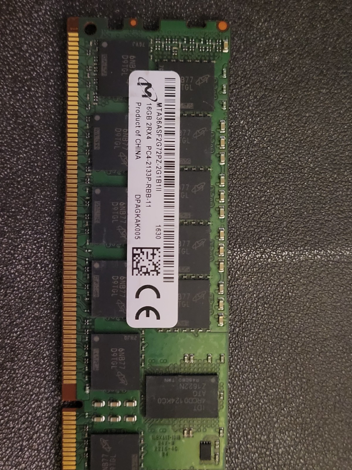 Lot of (22) Micron MTA36ASF2G72PZ DDR4 2133 16GB ECC server RAM Lot of (22) Micron MTA36ASF2G72PZ DDR4 2133 16GB ECC server RAM