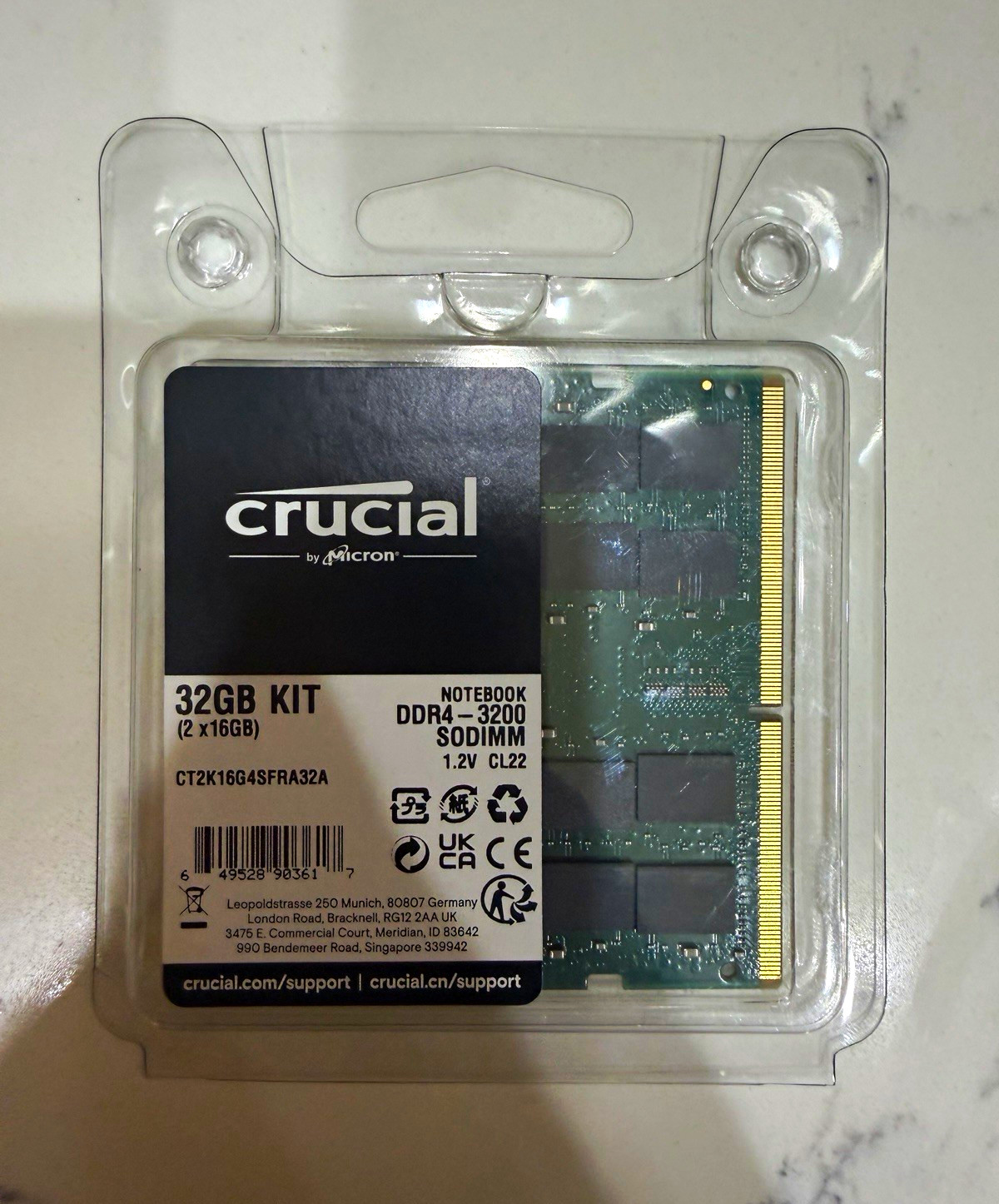 Crucial 32GB (2x16GB) DDR4-3200 SO-DIMM 260-Pin CL22 CT2K16G4SFRA32A Crucial 32GB (2x16GB) DDR4-3200 SO-DIMM 260-Pin CL22 CT2K16G4SFRA32A