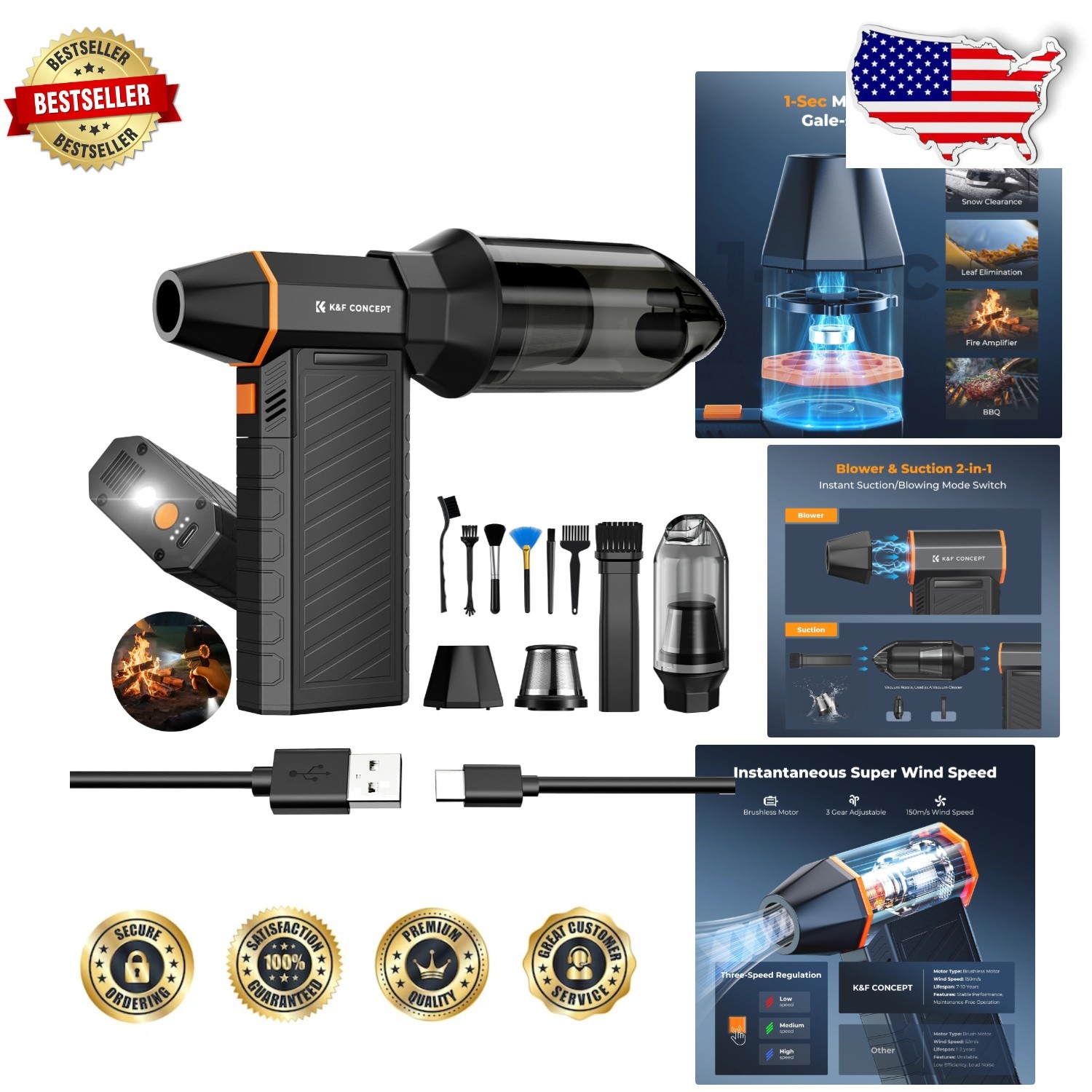 Powerful Air Duster Vacuum 300000RPM 6000mAh 180min Runtime LED Powerful Air Duster Vacuum 300000RPM 6000mAh 180min Runtime LED