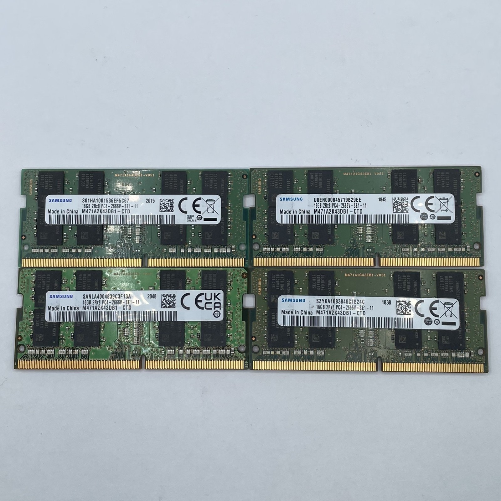 Samsung 64GB Kit 4x16GB DDR4 2666MHz PC4-21300 SODIMM RAM M471A2K43DB1-CTD