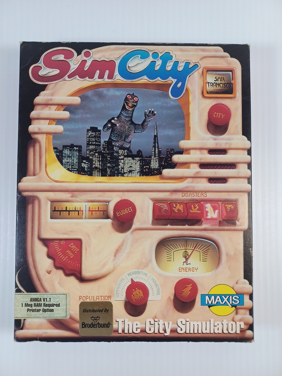 Vintage Sim City V1.1 Commodore Amiga Game w/ Box Manual