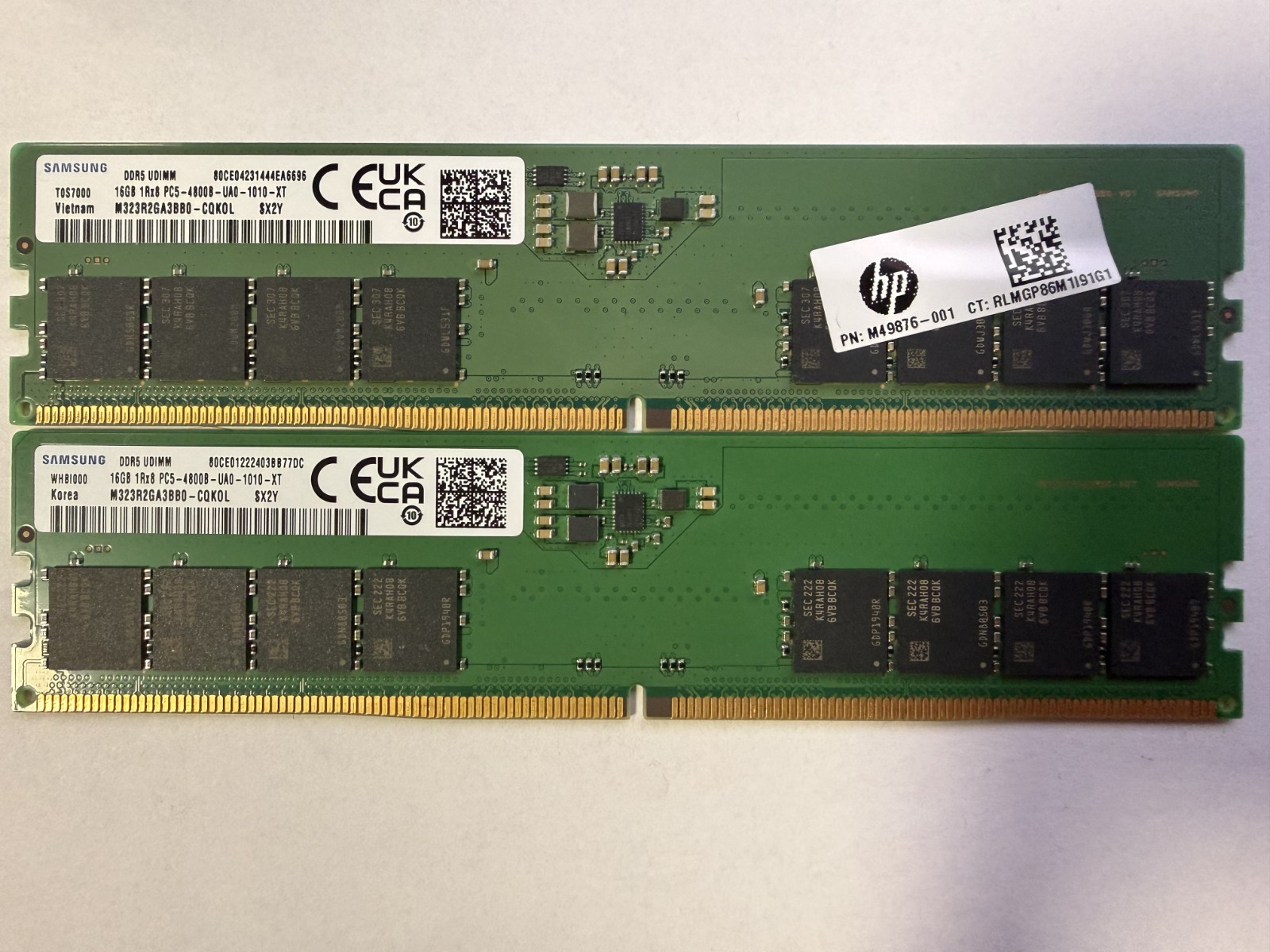 Samsung 32GB Kit 2x16GB DDR5-4800 PC5-38400 Desktop RAM M323R2GA3BBO-CQKOL Samsung 32GB Kit 2x16GB DDR5-4800 PC5-38400 Desktop RAM M323R2GA3BBO-CQKOL