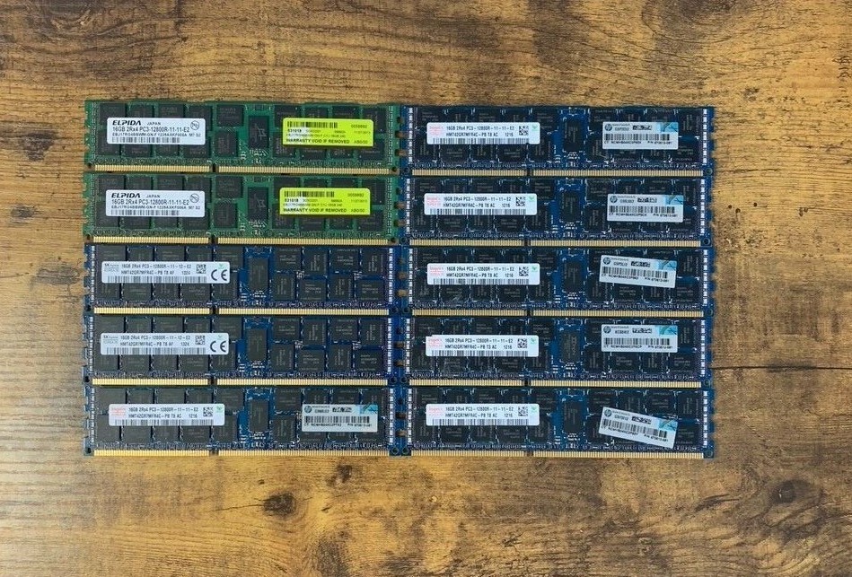 [ BULK LOT OF 10 ] 16GB 2Rx4 DDR3-1600 PC3 12800 RDIMM ECC Server Memory RAM