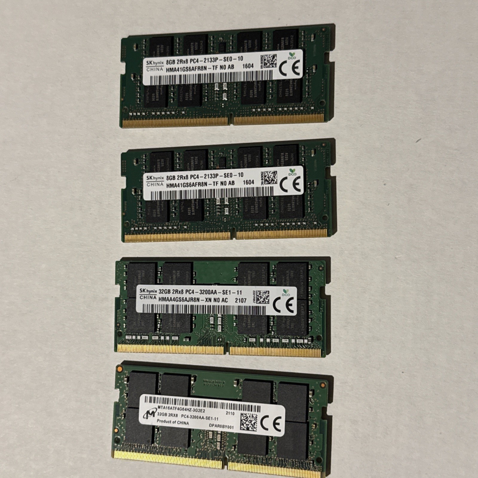 Lot Of 4 DDR4 Laptop Memory , 80gb Total (2x32gb Pc4-3200 + 2x 8gb pC4 2133)