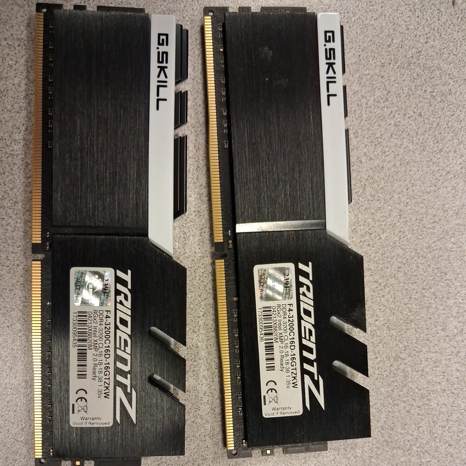 G.Skill TridentZ 16GB (2x8GB) RAM DDR4 3200MHz F4-3200C16D-16GTZKW