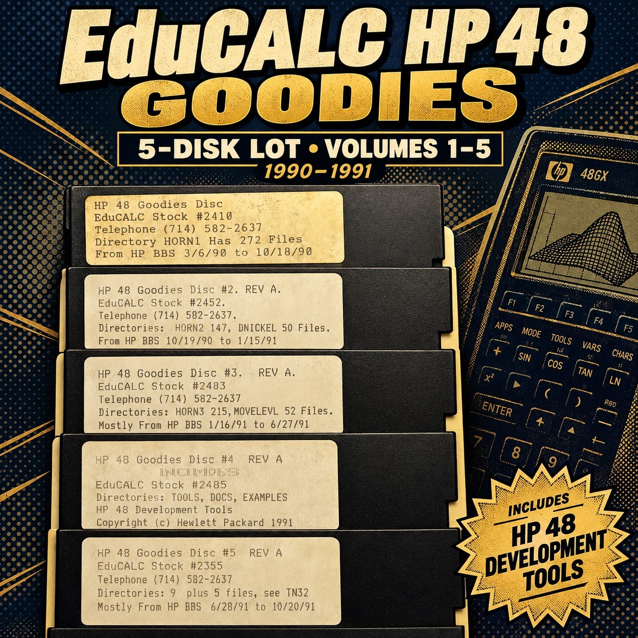 EduCALC HP 48 Goodies Disks 1–5 Vintage 5.25\