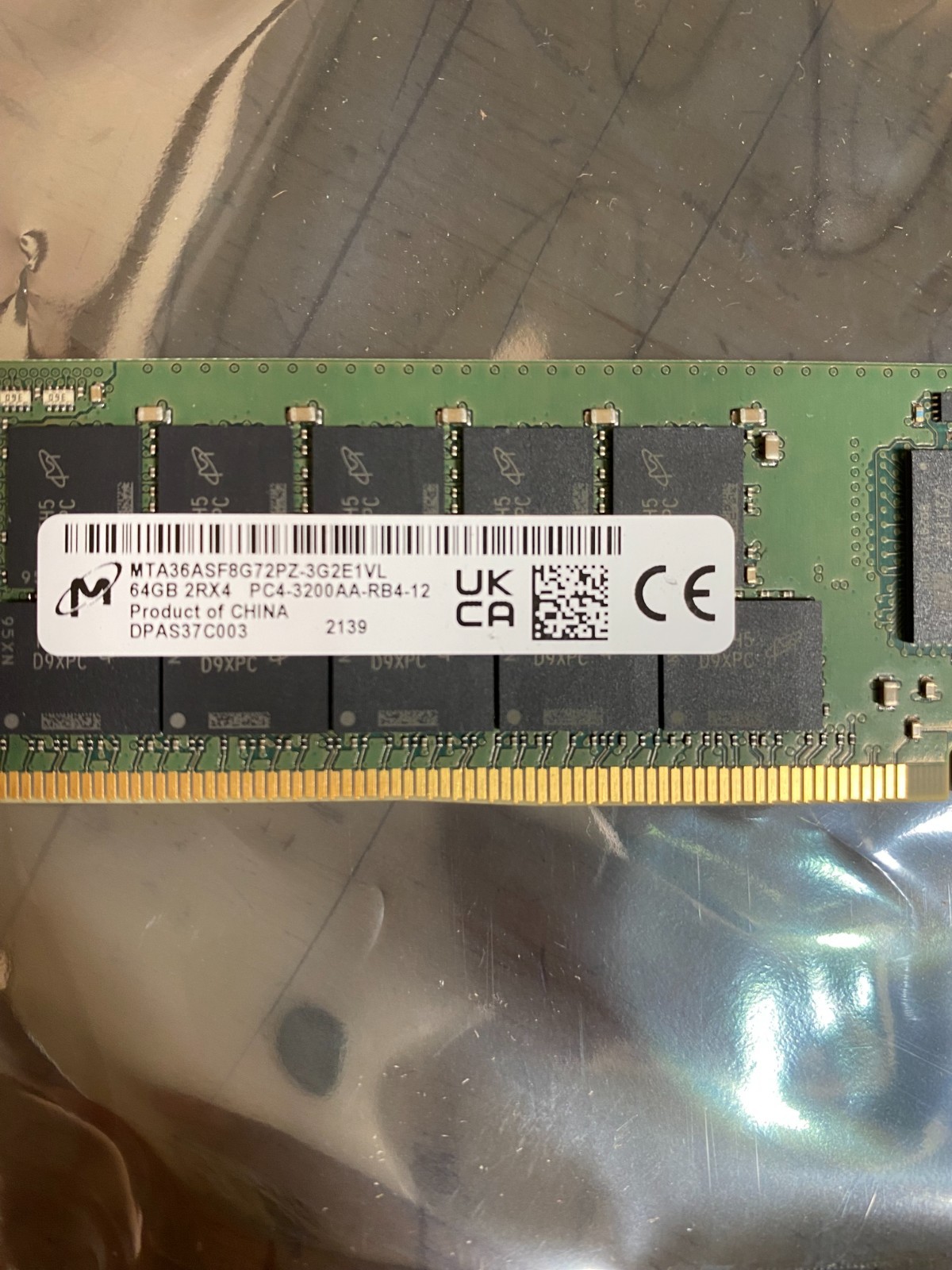 64GB Micron MTA36ASF8G72PZ-3G2E1VL PC4-3200AA Server Memory