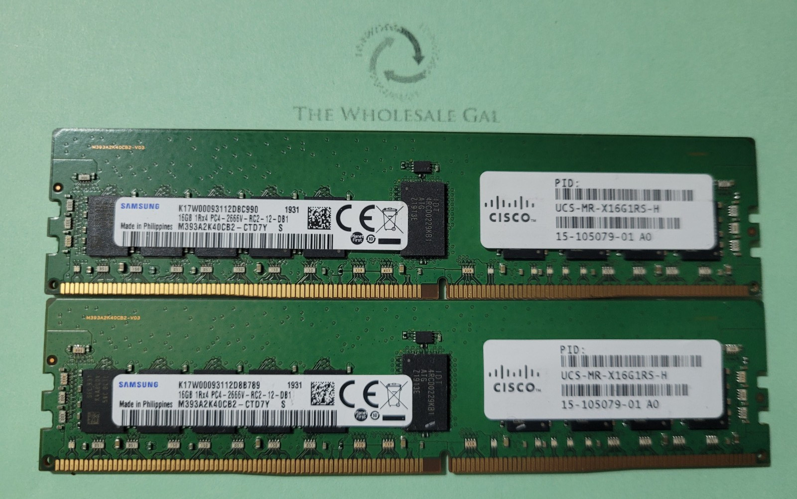 Pair Samsung 32GB (2x16GB) 2Rx8 PC4-21300 DDR4-2666V REG ECC Server Memory Ram Pair Samsung 32GB (2x16GB) 2Rx8 PC4-21300 DDR4-2666V REG ECC Server Memory Ram