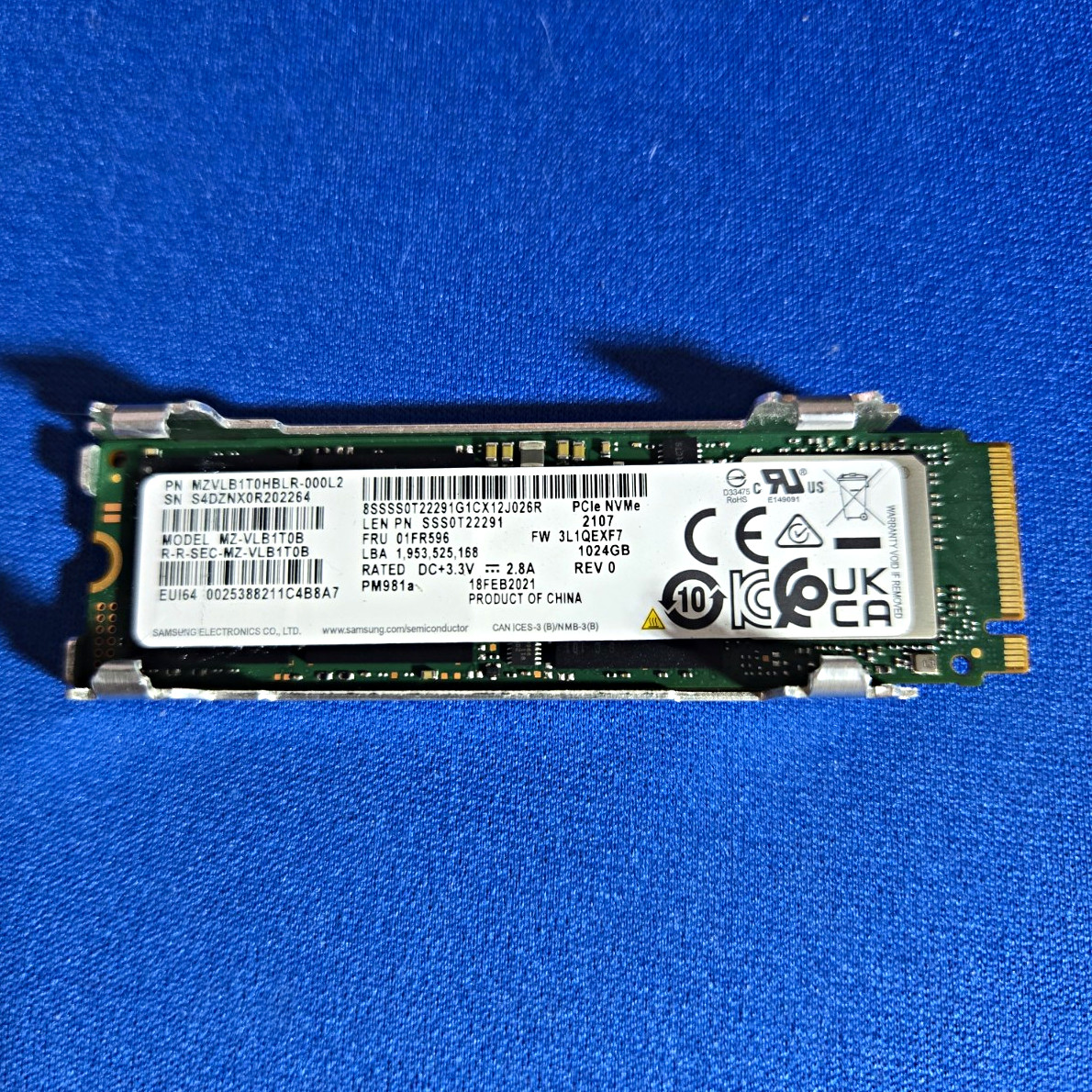 1 lot of (17) Samsung PM981a 1TB M.2 PCIe NVMe Internal SSD MZVLB1T0HBLR-000L2