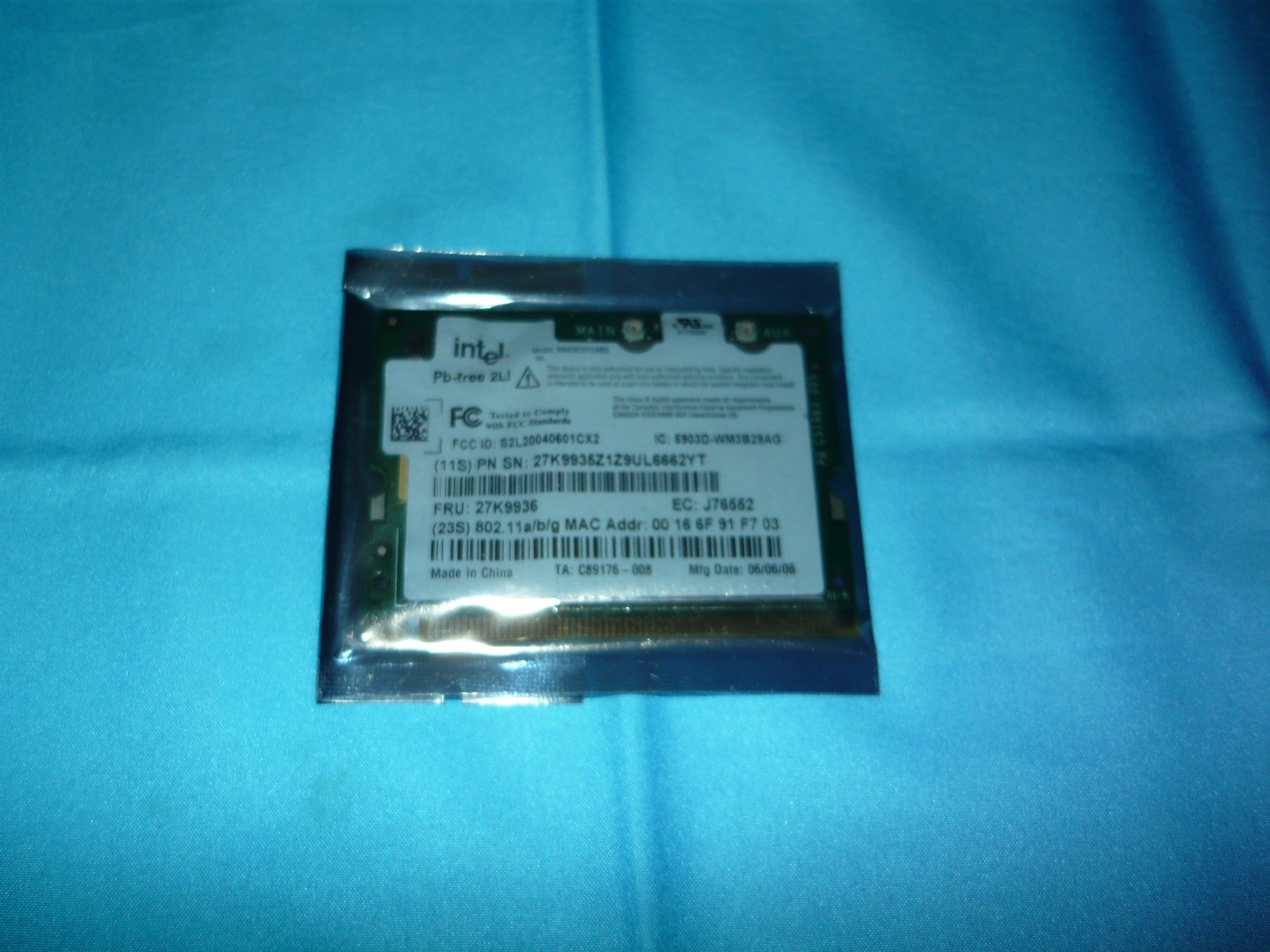 Vintage Intel WM3B2915ABG Mini PCI Wireless WiFi Card IBM Lenovo Used