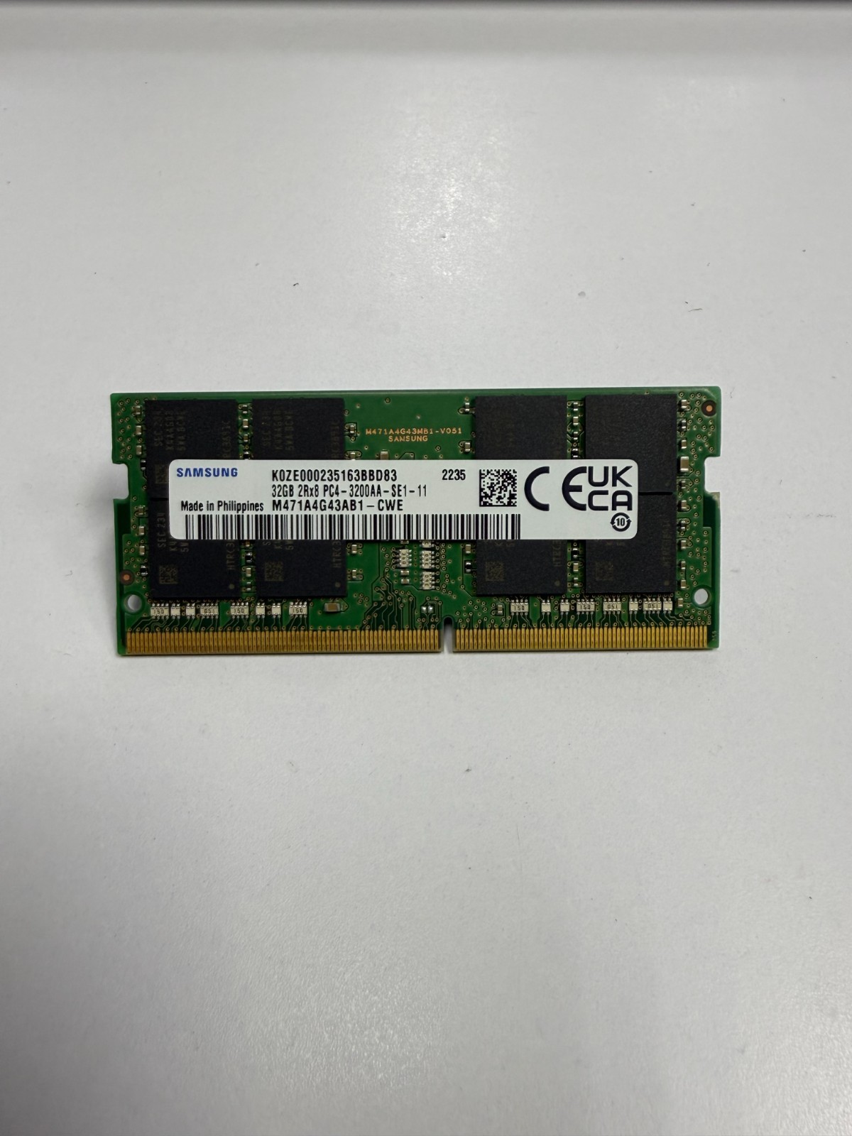 Samsung 1x32GB PC4-25600 DDR4 3200 MHz SODIMM Laptop Memory RAM M471A4G43AB1-CWE