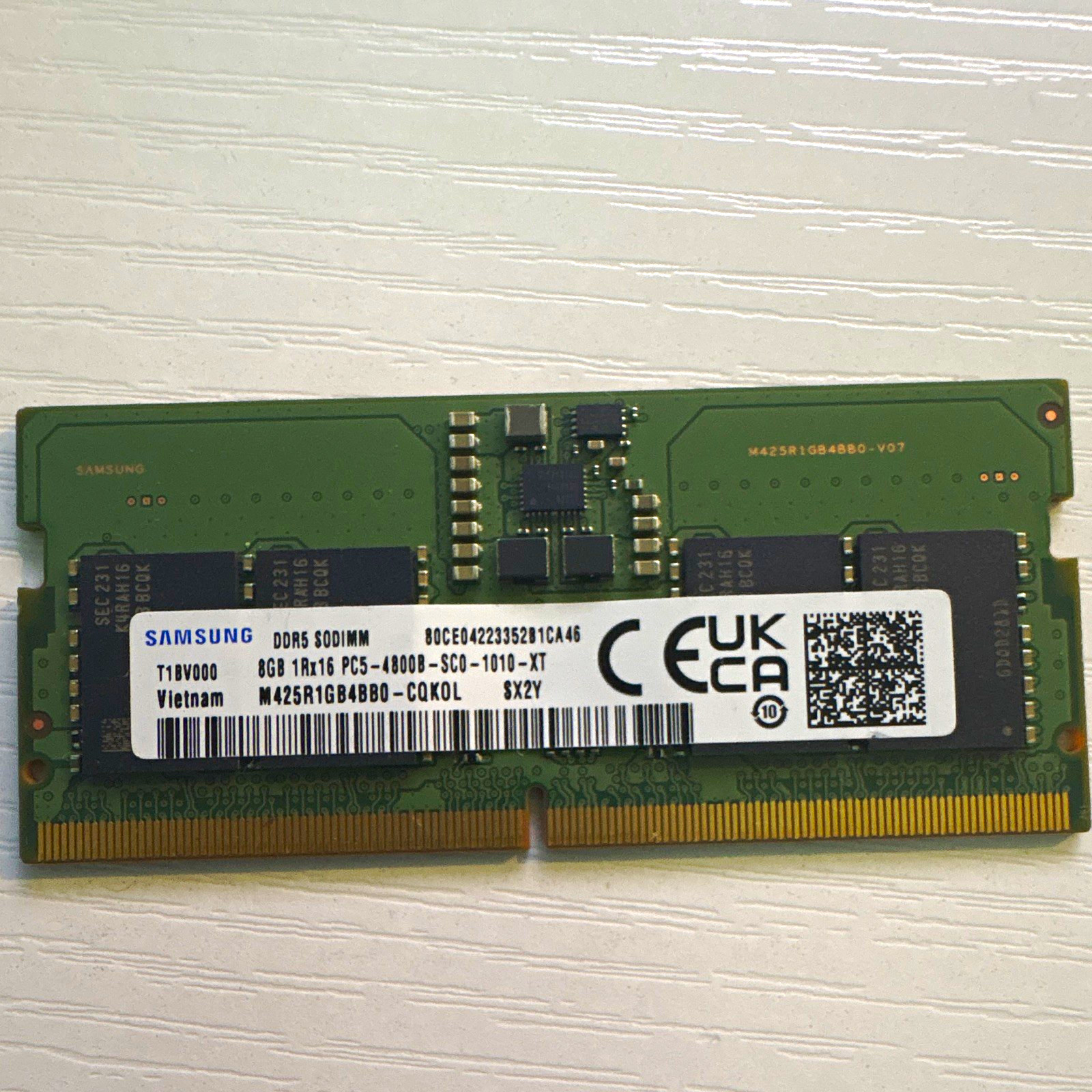 Samsung 8GB DDR5-4800 SO-DIMM 262-Pin Unbuffered Laptop RAM M425R1GB4BB0-CQKOL