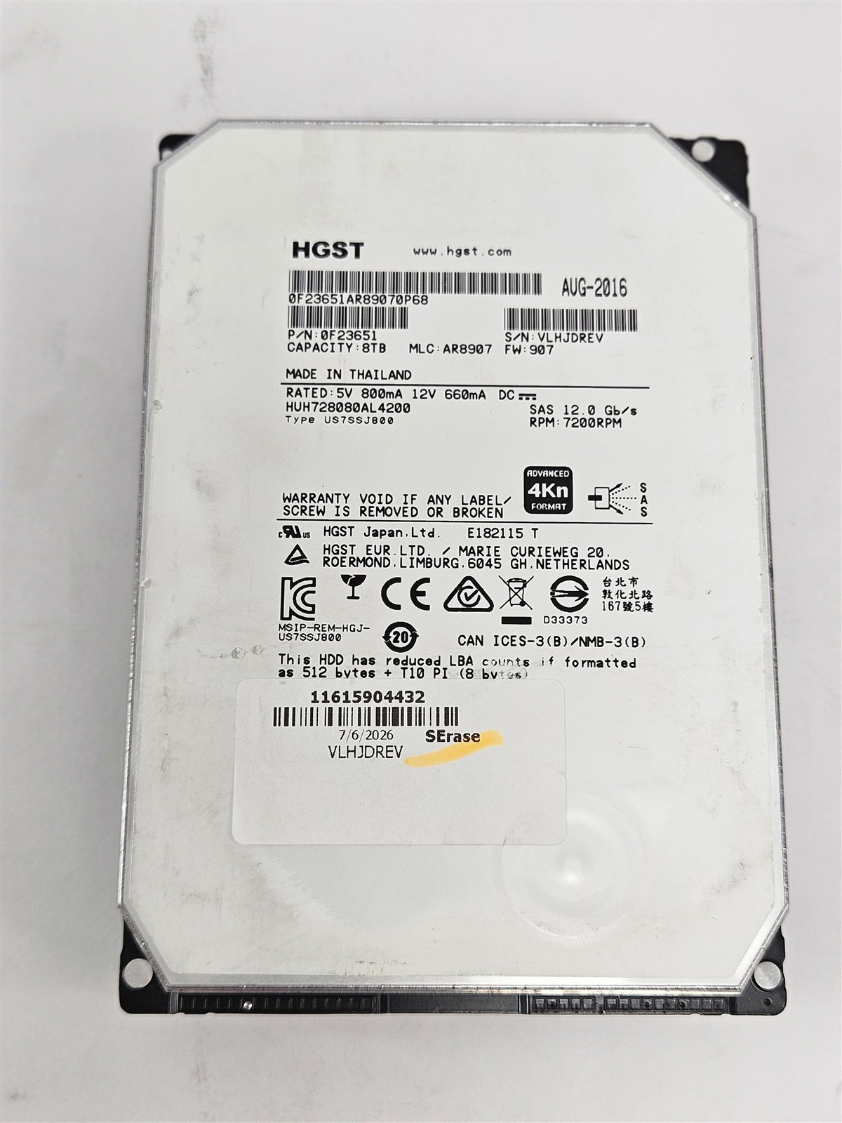 HGST 0F23651 8TB SAS 12Gb/s 7200RPM 128MB 3.5