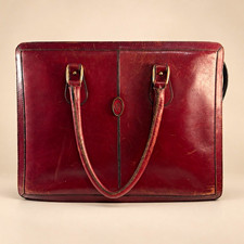 Vintage Julien Le Roy Burgundy Leather Briefcase Top Handle Satchel picture