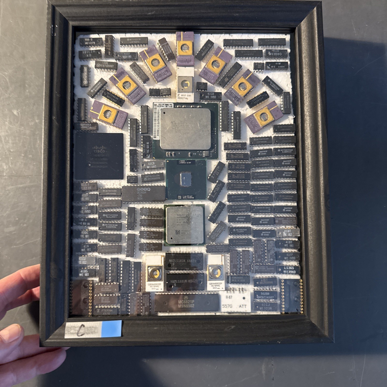 Intel, AMD, WE,ATT, M, CCCP,+ICs, Shadow box Vintage For The Collector.See Info 