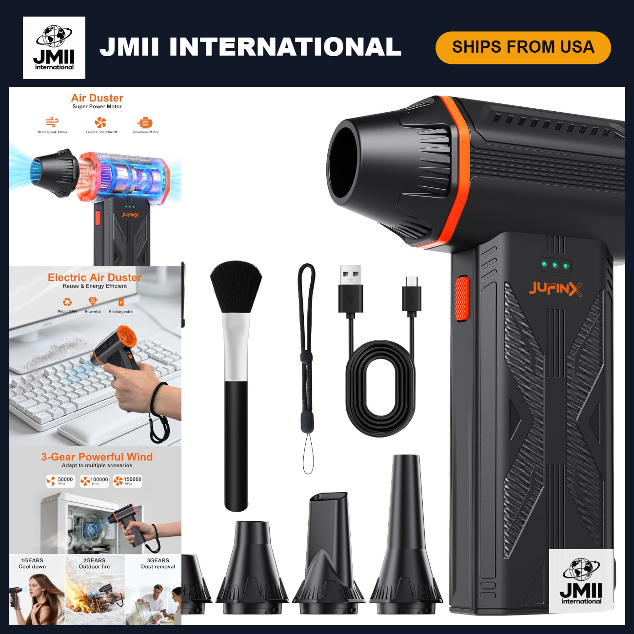 High-Speed Compressed Air Duster, 150000RPM Mini Blower for Electronics & Cleani