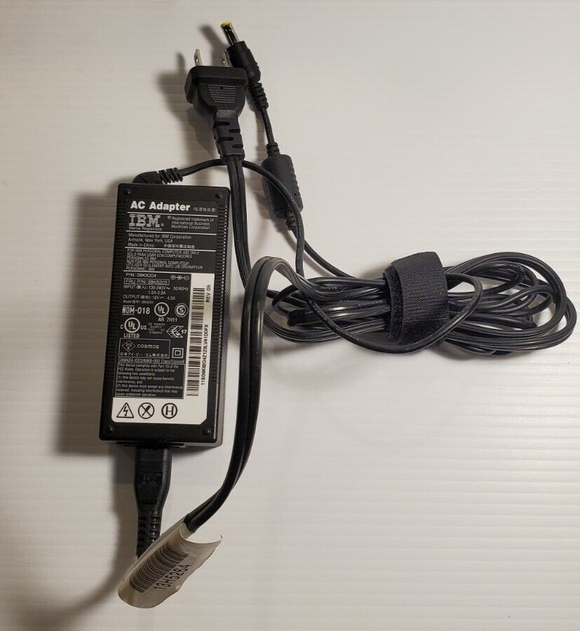 OEM GENUINE IBM Laptop AC Adapter Charger p/n 08k8204 Yellow TIP 16 Volt 4.5 Amp