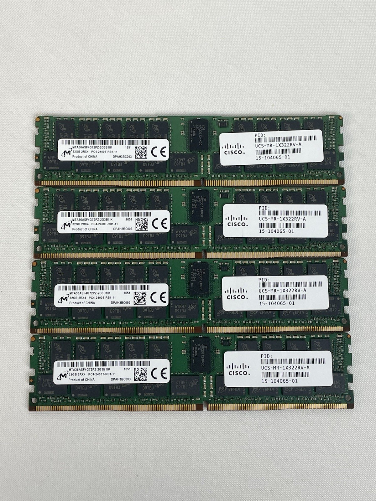 Lot of 4 - MTA36ASF4G72PZ-2G3B1 Micron 128GB (4x32GB)  Server Memory PC4-2400T