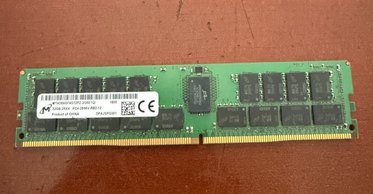 MICRON 32GB (1X32GB) 2RX4 PC4-2666V DDR4 SERVER MEMORY MTA36ASF4G72PZ-2G6E1 BAD