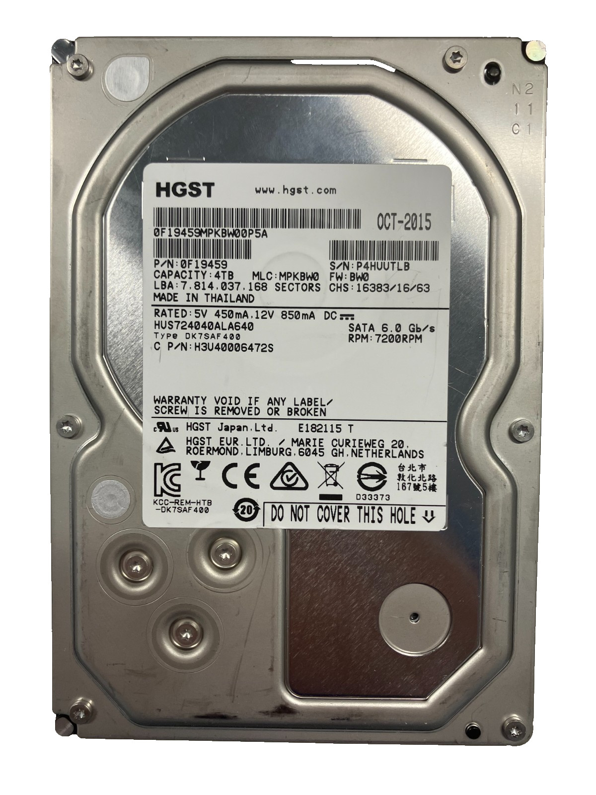 HGST HUS724040ALA640 HDD 4TB SATA 6Gb/s 7.5K 3.5